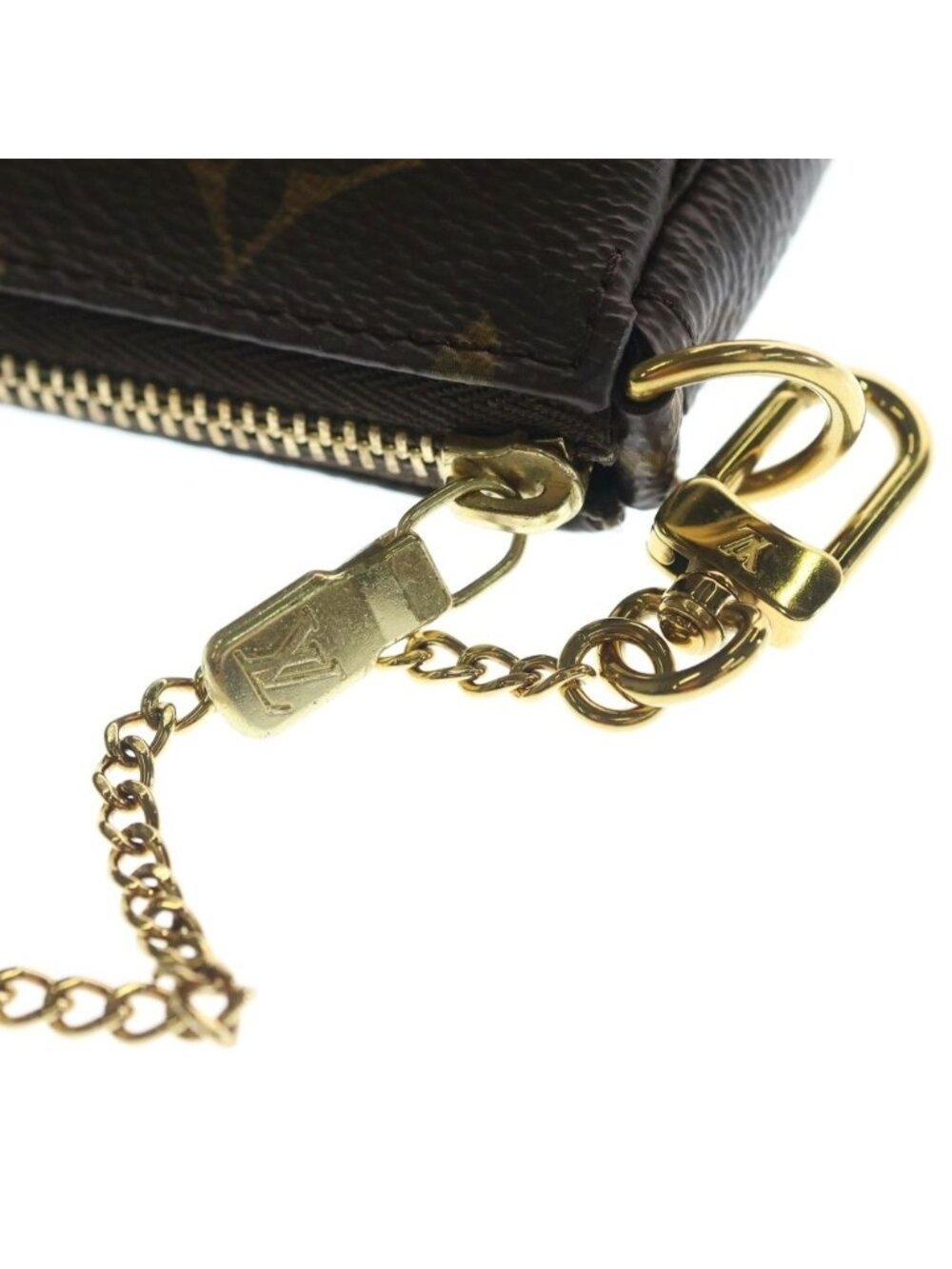 Louis Vuitton Monogram Mini Pochette Charm Pouch Case Brown Gold - Picture 5 of 6